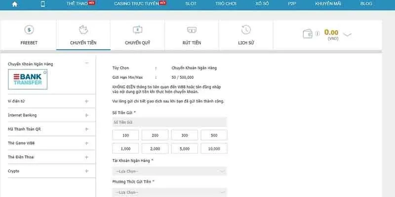 Quy trình nạp tiền w88 chi tiết từ a đến z